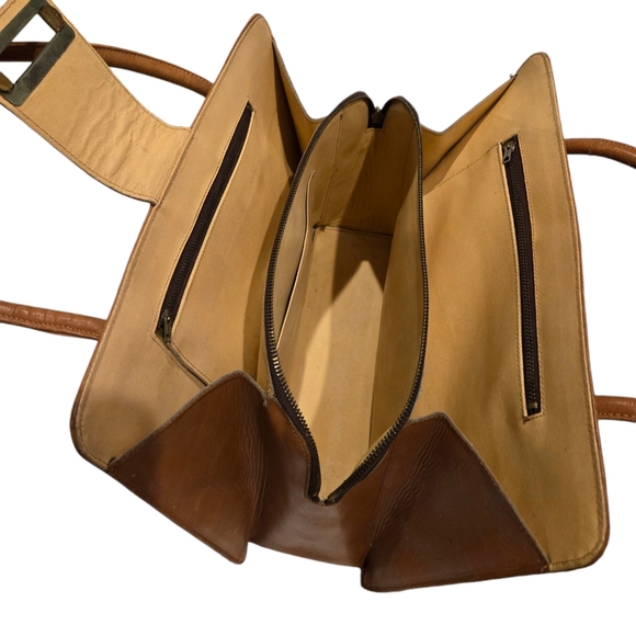 Vintage Mexican Hand Tooled Leather Purse Handbag Cowhide Western 1970s - Picture 11 of 15